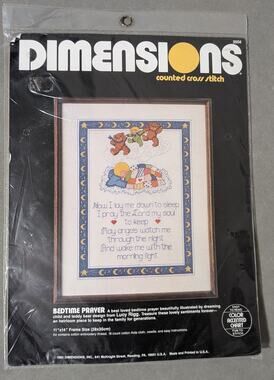 Vintage 1983 Dimensions Bedtime Prayer Counted Cross Stitch Kit 3556 New Sealed